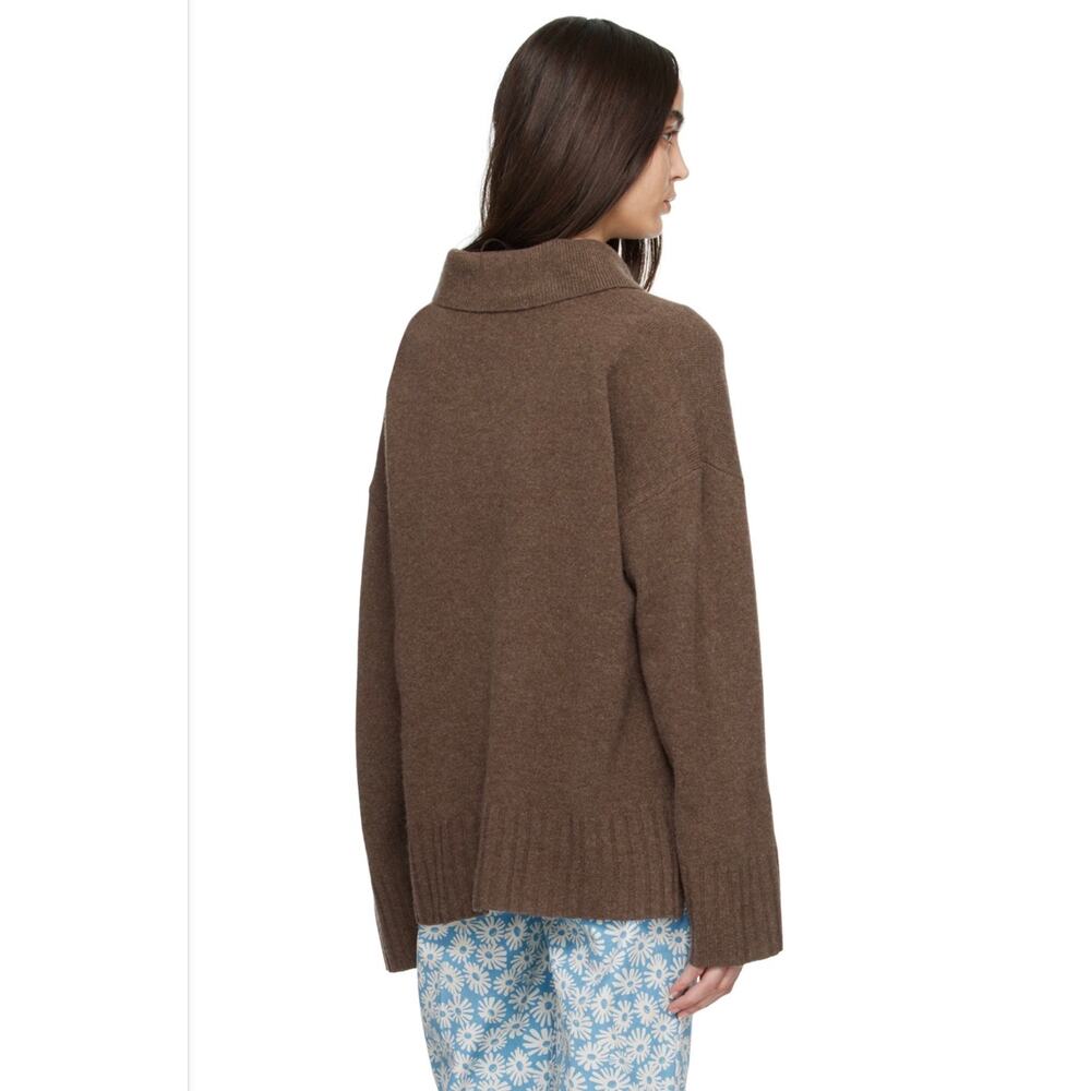Reformation 100% Wool Brown Otto Oversized Polo Sweater Size S Pullover - Picture 5 of 12